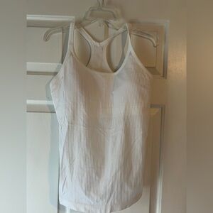 Lululemon Athletica White Ribbed Tank Top